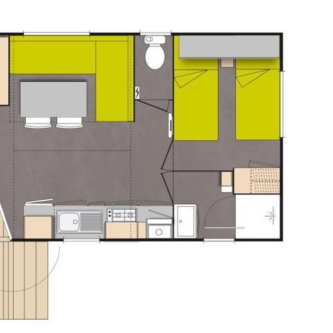 MOBILHOME 4 personnes - Créole 32 m² - 3 pièces - 2 chambres - Jacuzzi privatif - Climatisation