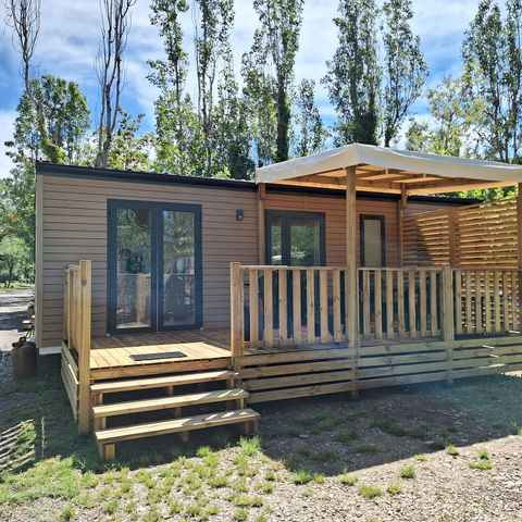 MOBILHOME 6 personnes - Homair mobil homes au camping de la Méditerranée l Comfort XL | 3 Ch. | 6 Pers. | Terrasse surélevée | Clim.