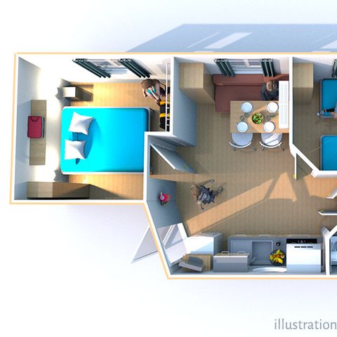 MOBILHOME 4 personnes - Éco-cabane 24m² - climatisé - 2 chambres