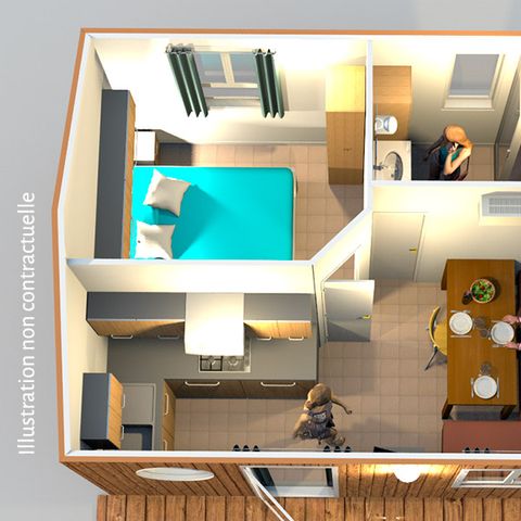 Hébergement 2 personnes - Éco-cabane 20m² - climatisé - 1 chambre
