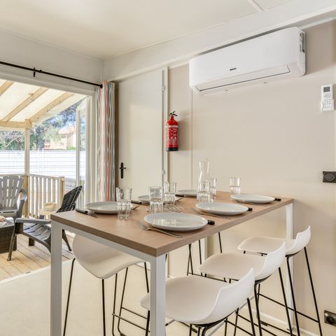 MOBILHOME 6 personnes - Premium | 3 Ch. | 6 Pers. | Terrasse surélevée | 2 SDB | Clim.