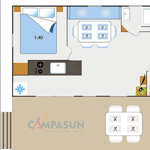 MOBILHOME 6 personnes - Cottage Confort 3 Chambre + climatisation + Lave vaisselle