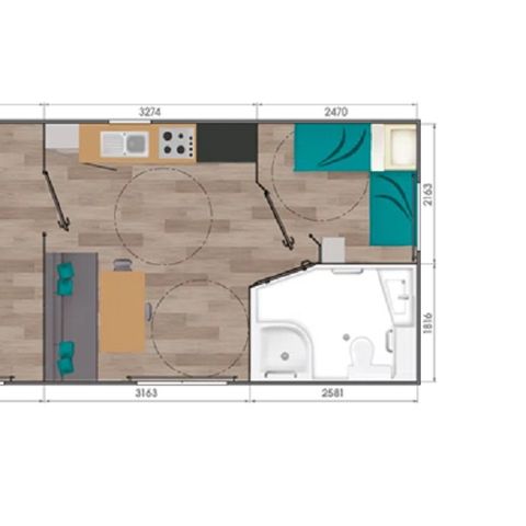 Mobilhome 4 personnes - Confort+ - 2 chambres - PMR