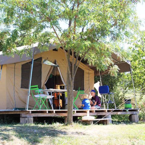 TENTE TOILE ET BOIS 5 personnes - Tente Lodge - 4 ad + 1 enf - avec sanitaires