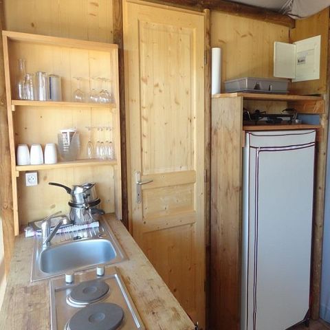 TENTE TOILE ET BOIS 4 personnes - Cabane Lodge sur pilotis Confort 24m² (2 chambres) - terrasse couverte 10m²