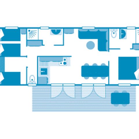 MOBILHOME 6 personnes - Cottage Libellule 6p 3ch 2sdb **** clim
