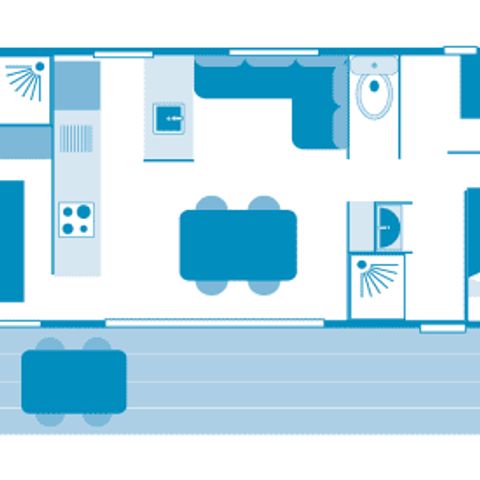 MOBILHOME 6 personnes - Cottage Lévézou 6p 3ch 2sdb Premium clim