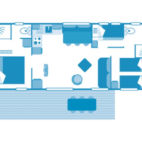MOBILHOME 6 personnes - Cottage Taos 6p 3ch 2sdb Premium clim