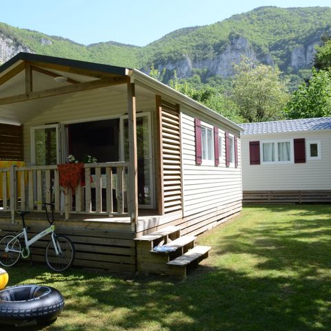 MOBILHOME 4 personnes - Résidence PEYRELADE Confort 2 chambres-terrasse couverte + TV