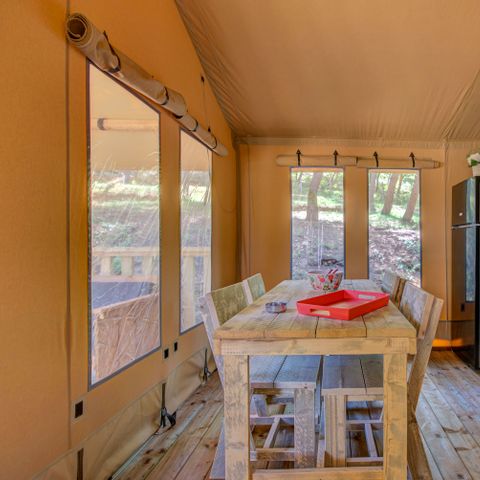 Tente en toile et en bois 6 personnes - LODGE PREMIUM BOIS et TOILE