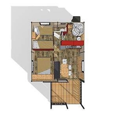 CHALET 5 personnes - Chalet Confort 25m² 2 chambres - terrasse couverte - climatisation 5 pers