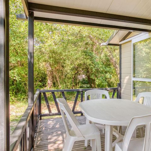 CHALET 5 personnes - Chalet Confort 25m² 2 chambres - terrasse couverte - climatisation 5 pers