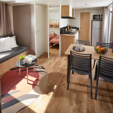 MOBILHOME 4 personnes - Premium 29 m² 2 chambres terrasse semi-couverte + climatisation + LV