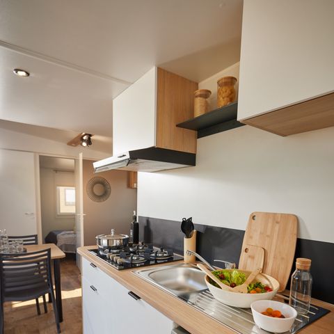 MOBILHOME 4 personnes - Premium 29 m² 2 chambres terrasse semi-couverte + climatisation + LV