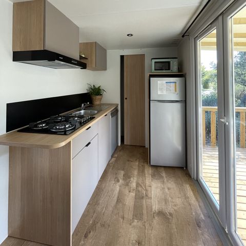 MOBILHOME 4 personnes - Premium 29 m² 2 chambres terrasse semi-couverte + climatisation + LV   L