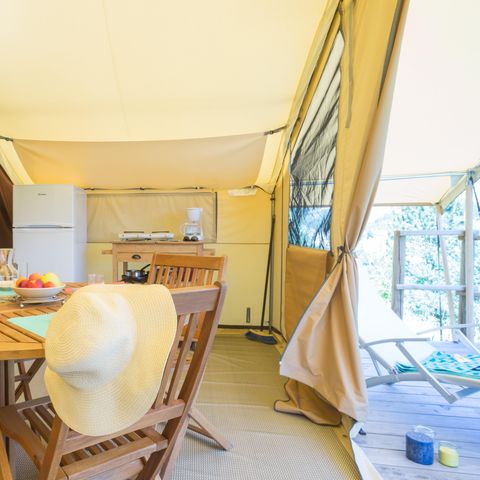 TENTE TOILE ET BOIS 5 personnes - Toilé Nature Classic 25 m² - 4 ad + 1 enf - sans sanitaires