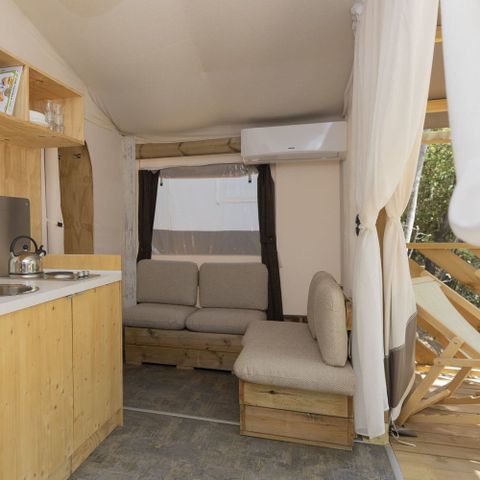 TENTE TOILE ET BOIS 5 personnes - Hu glamp Smart