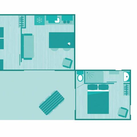 MOBILHOME 5 personnes - 5p 2ch 2sdb Premium clim spa