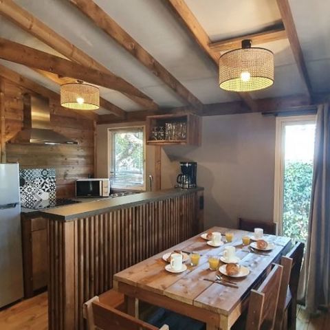 TENTE TOILE ET BOIS 5 personnes - TENTE LODGE "DUNE" (ext. toile) 2 chb. 4/5 pl.