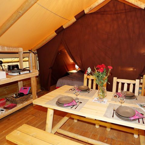 TENTE 5 personnes - Lodge Robinson  - 2 chambres - 25 m2 (+Terrasse couverte 10 m2) 5 personnes