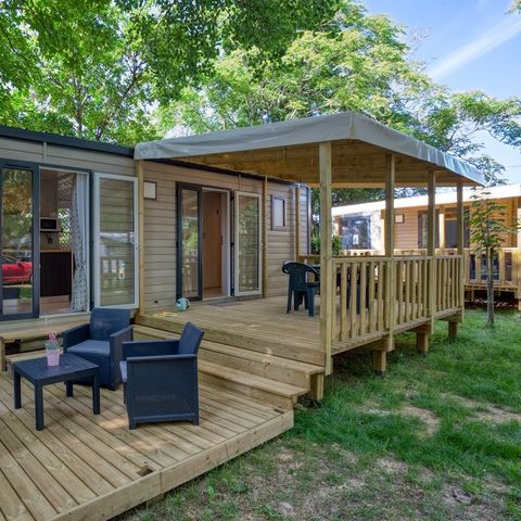 MOBILHOME 4 personnes - Grand Large - 2 chambres - 30 m2 (+Très grande terrasse semi couverte de 22.5 m2)