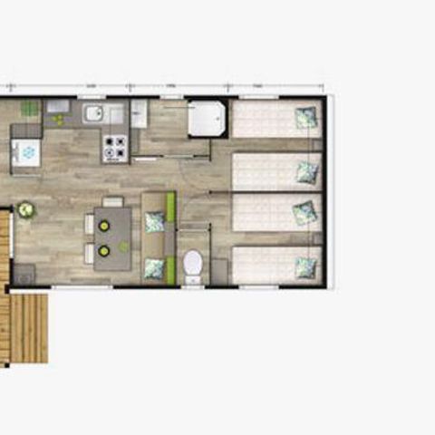 MOBILHOME 6 personnes - Malaga Trio - 3 Chambres -  30 m2 (+ Terrasse semi couverte 11 m2) 6 personnes