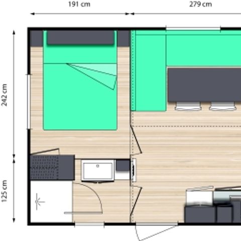 MOBILHOME 6 personnes - Mobil-home Confort 29m² 3 chambres + terrasse couverte - sans tv - sans clim 6 pers