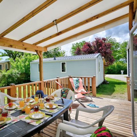 MOBILHOME 6 personnes - Mobil-home Confort 29m² 3 chambres + terrasse couverte + climatisation + TV 6 pers