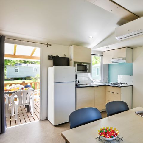 MOBILHOME 6 personnes - Mobil-home Confort 29m² 3 chambres + terrasse couverte + climatisation + TV 6 pers