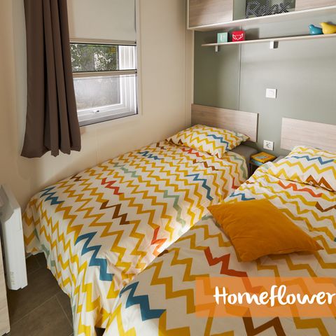 MOBILHOME 6 personnes - COTTAGE Premium 35m² 3 chambres + TV + Lave-vaisselle + climatisation + terrasse XL semi-couverte 1/6 pers