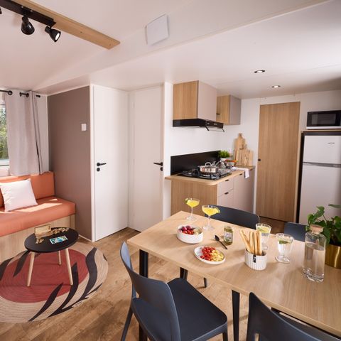 MOBILHOME 4 personnes - COTTAGE Premium 2ch   29m² 2 chambres + TV + Lave-vaisselle + climatisation + plancha + terrasse XL