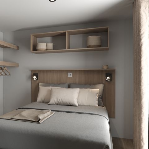 MOBILHOME 4 personnes - COTTAGE Premium 2 ch 2 salles de bain  35 m2 +TV + Lave-vaisselle + clim + plancha + terrasse XL