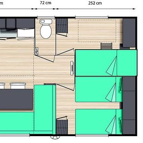 Mobilhome 6 personnes - Mobil-home Le Platane (3 chambres) BORD RIVIERE - Grande terrasse - TV