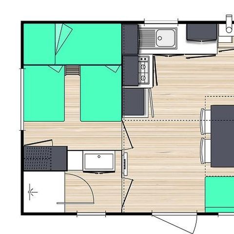 MOBILHOME 4 personnes - Le Chêne (2 chambres) - BORD RIVIERE - Rénové 2024