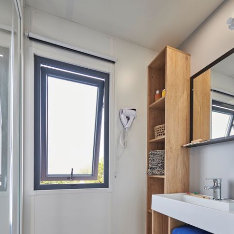 MOBILHOME 6 personnes -  Ecrin Vert Premium 36,8m²(3ch-6pers)+2SDB+ terrasse semi-couverte 20m² + LV + C