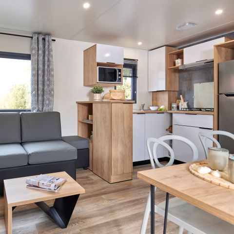 MOBILHOME 6 personnes -  Ecrin Vert Premium 36,8m²(3ch-6pers)+2SDB+ terrasse semi-couverte 20m² + LV + C