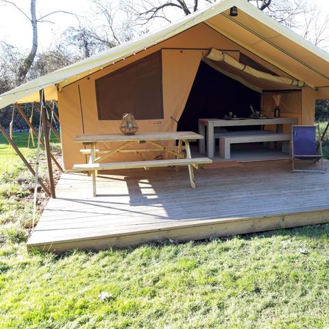 TENTE TOILE ET BOIS 4 personnes - TENTE SAFARI (SANS SANITAIRES)