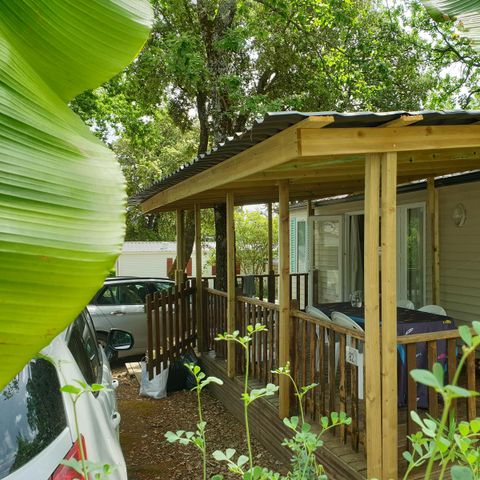 MOBILHOME 6 personnes - Confort 22-28m² - 2 chambres - terrasse couverte + TV