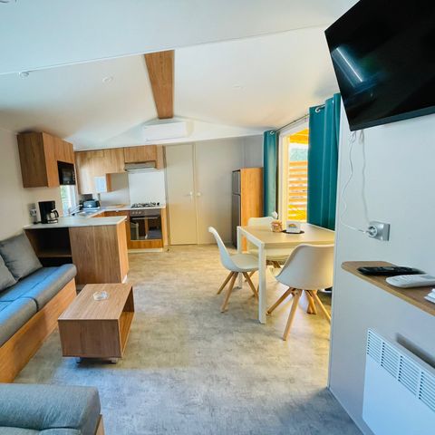 MOBILHOME 8 personnes - Premium 30-40m² - 3 chambres + TV + Terrasse couverte & draps jetables fournis*
