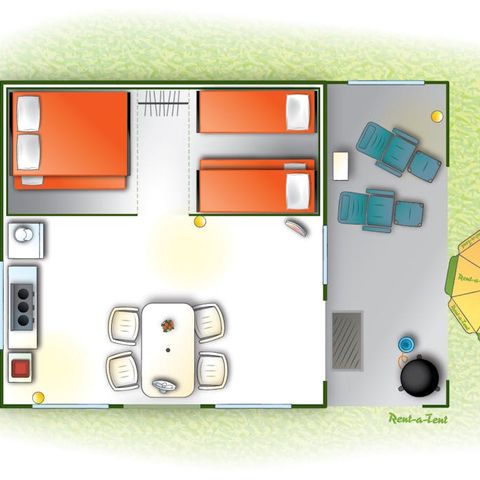 TENTE 6 personnes - Tente Nature - 2 chambres (sans sanitaire)