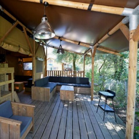 TENTE TOILE ET BOIS 8 personnes - Lodge PREMIUM BAHAMAS 8 personnes MEZZANINE