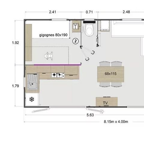 MOBILHOME 4 personnes - MARQUISES**** 4 personnes