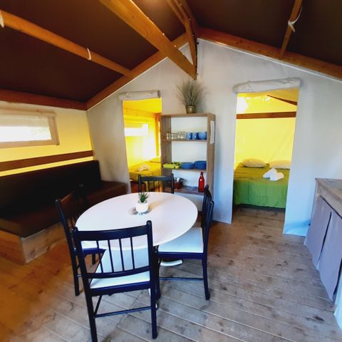 TENTE TOILE ET BOIS 4 personnes - Ecolodge Toile & Bois 30m² (2 chambres - 4 personnes) dont terrasse couverte 8m² - Sans sanitaires