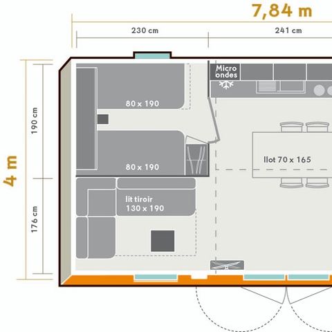 MOBILHOME 6 personnes - Mobil-home 28m² (2 chambres) + grande terrasse semi-couverte de 15m2