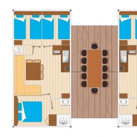 MOBILHOME 12 personnes - Mobil-home Tribu 12 personnes 6 chambres 2 sdb