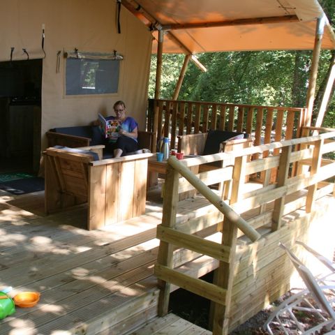 Tente en toile et en bois 5 personnes - SAFARI WOODY (sans sanitaires)