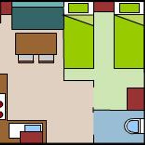 MOBILHOME 4 personnes - Mobil-home Confort VENUS 22m² - 2 chambres + terrasse semi couverte 9m²