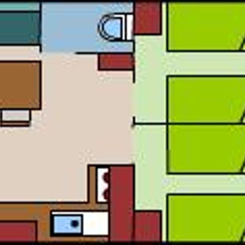 MOBILHOME 6 personnes - Mobil-home Confort TITANIA 30m² - 3 chambres + terrasse semi-couverte 15m²