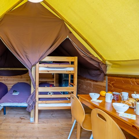 Tente en toile et en bois 4 personnes - Canadienne 2 chambres