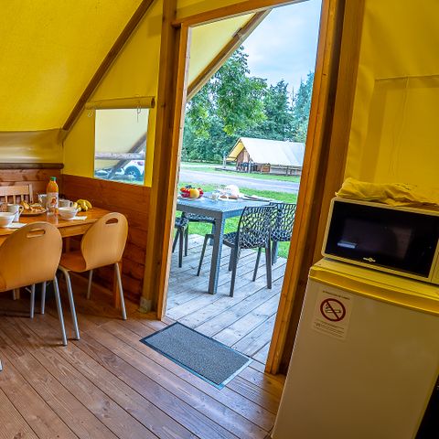 Tente en toile et en bois 4 personnes - Canadienne 2 chambres